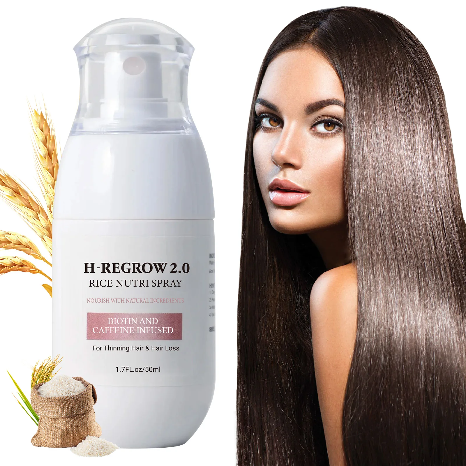 Hair Care With Rice Water - Semprotan Rambut Air Beras, Memperkuat Folikel